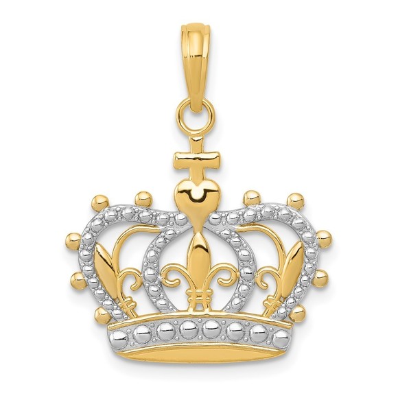 10K W/Rhodium Crown Pendant,All Products : American Fashion Style Bags On Sale